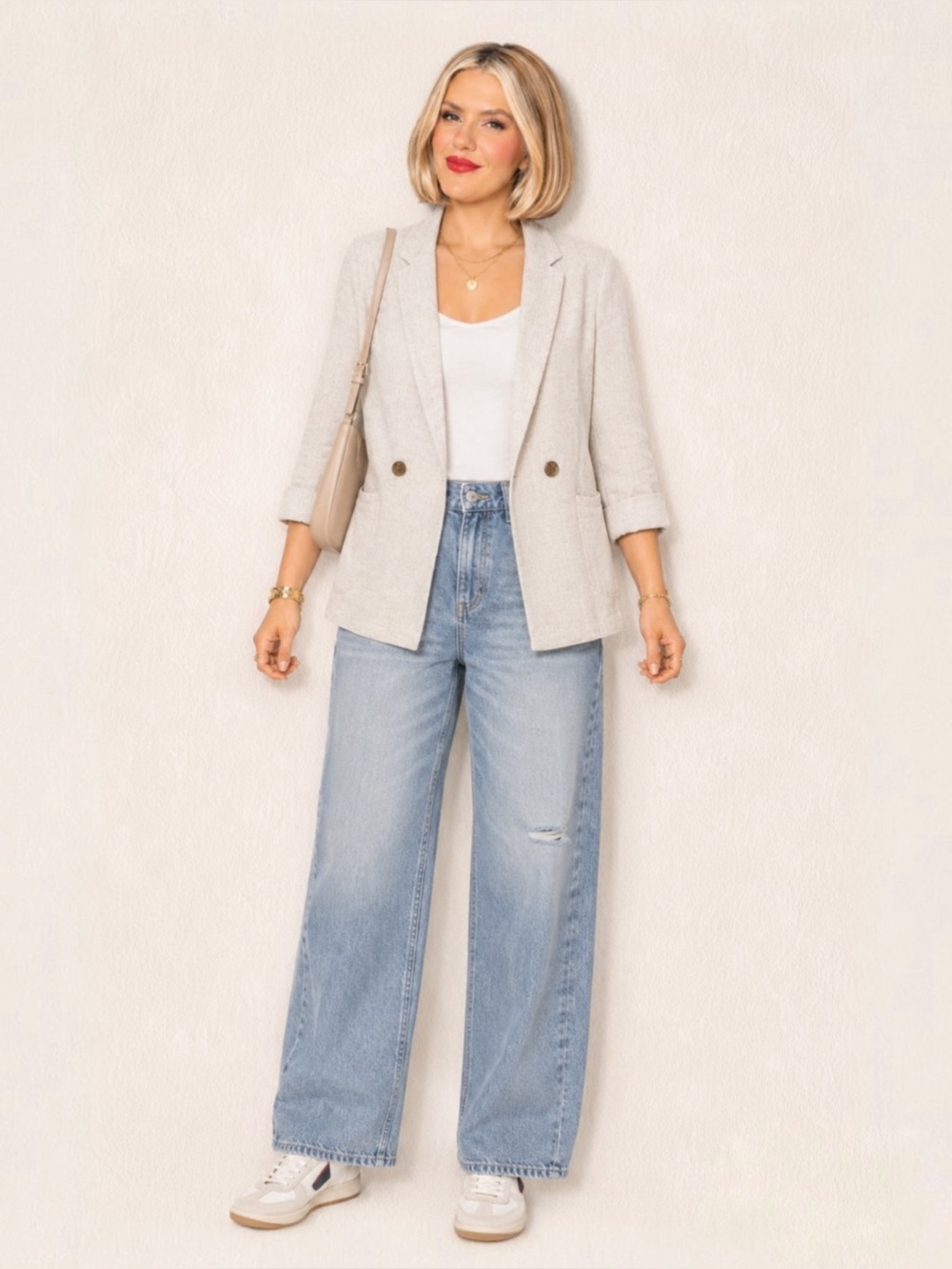 LC linen blend oatmeal color blazer size M - Picture 1 of 8